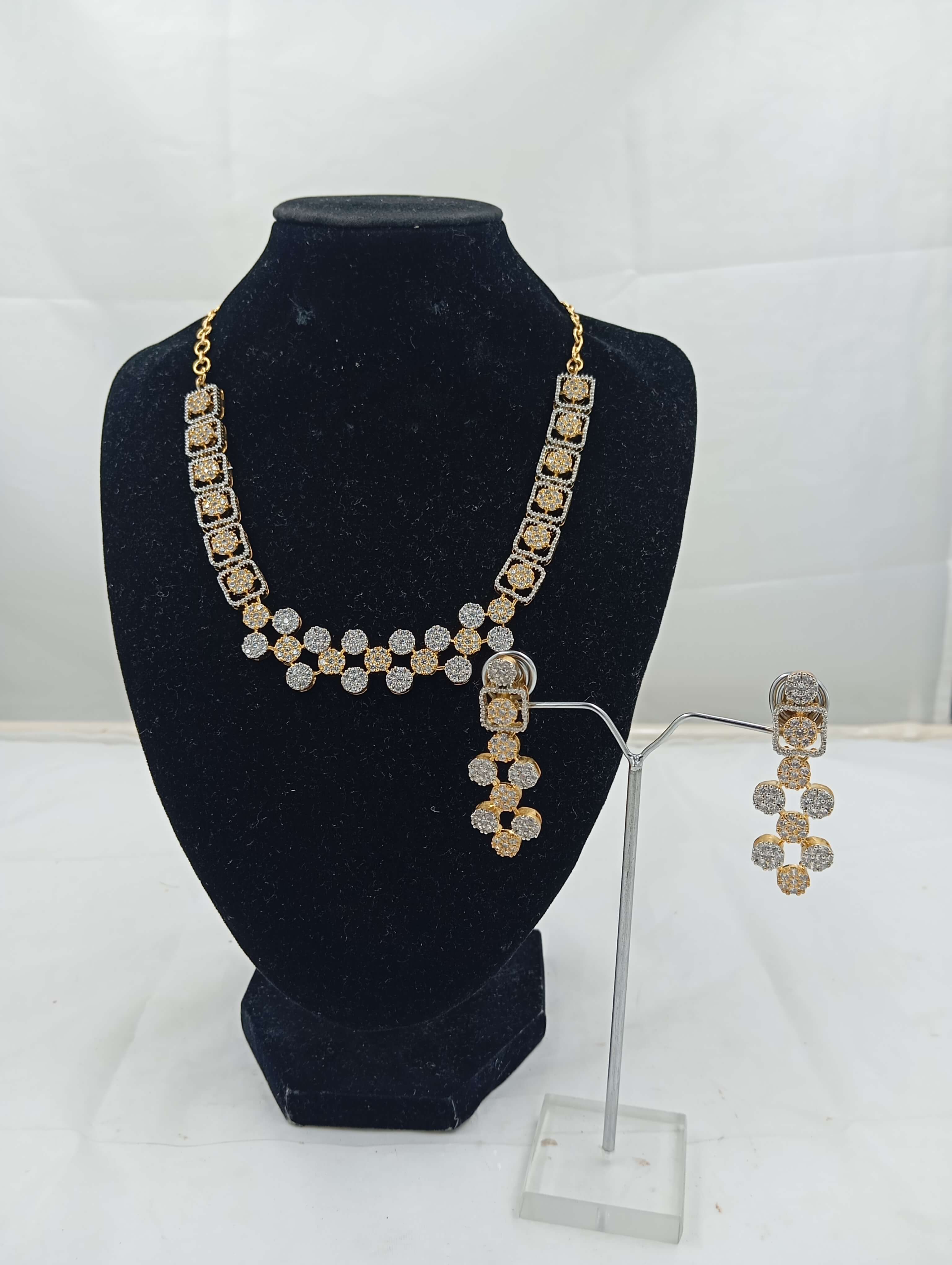 Women Necklace Set Silver & Golden Shiny Necklace 