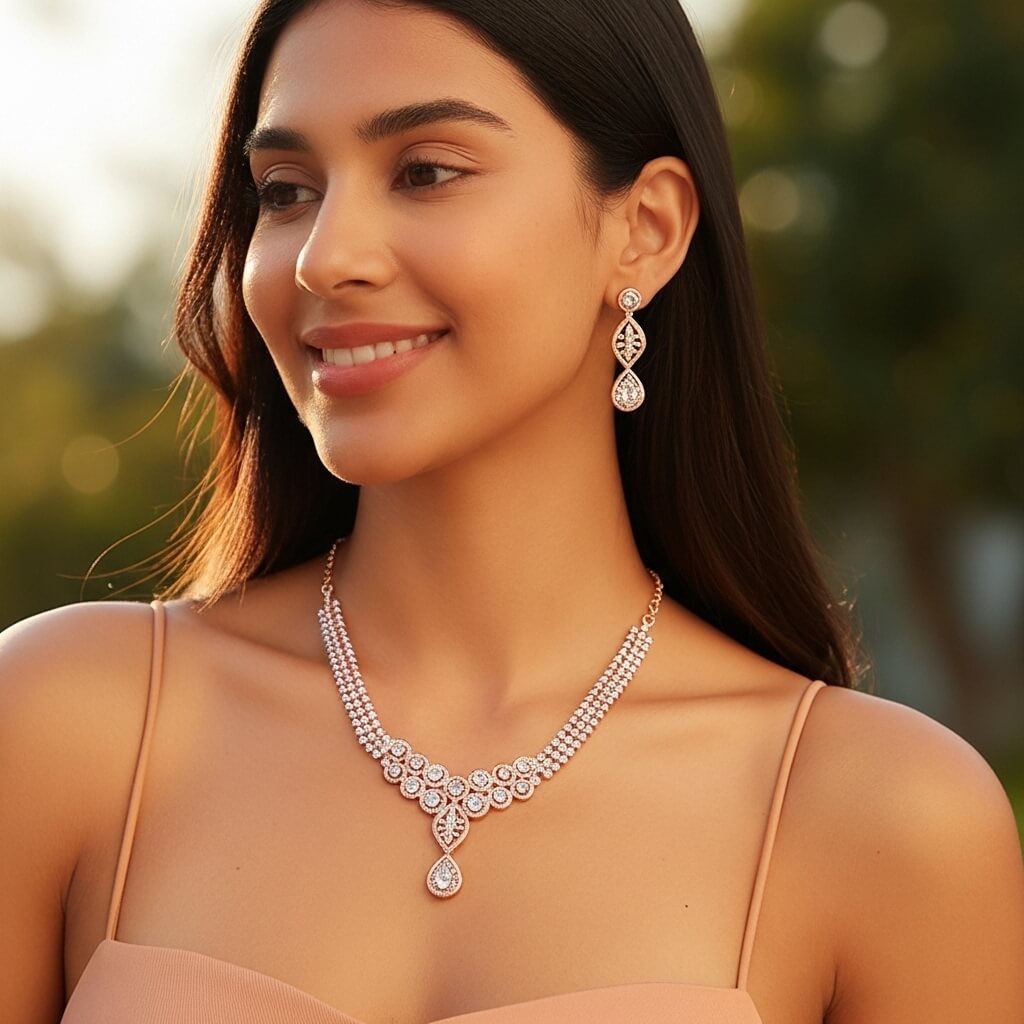 Women Necklace Set Crystals Stones 