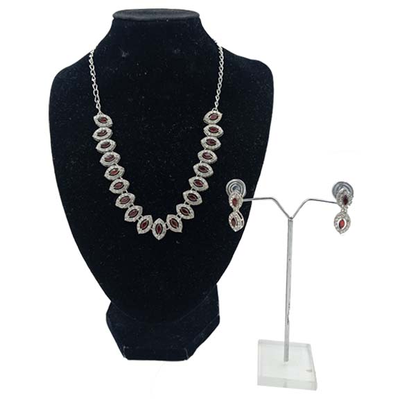 Women Necklace Set Red Crystals Stones