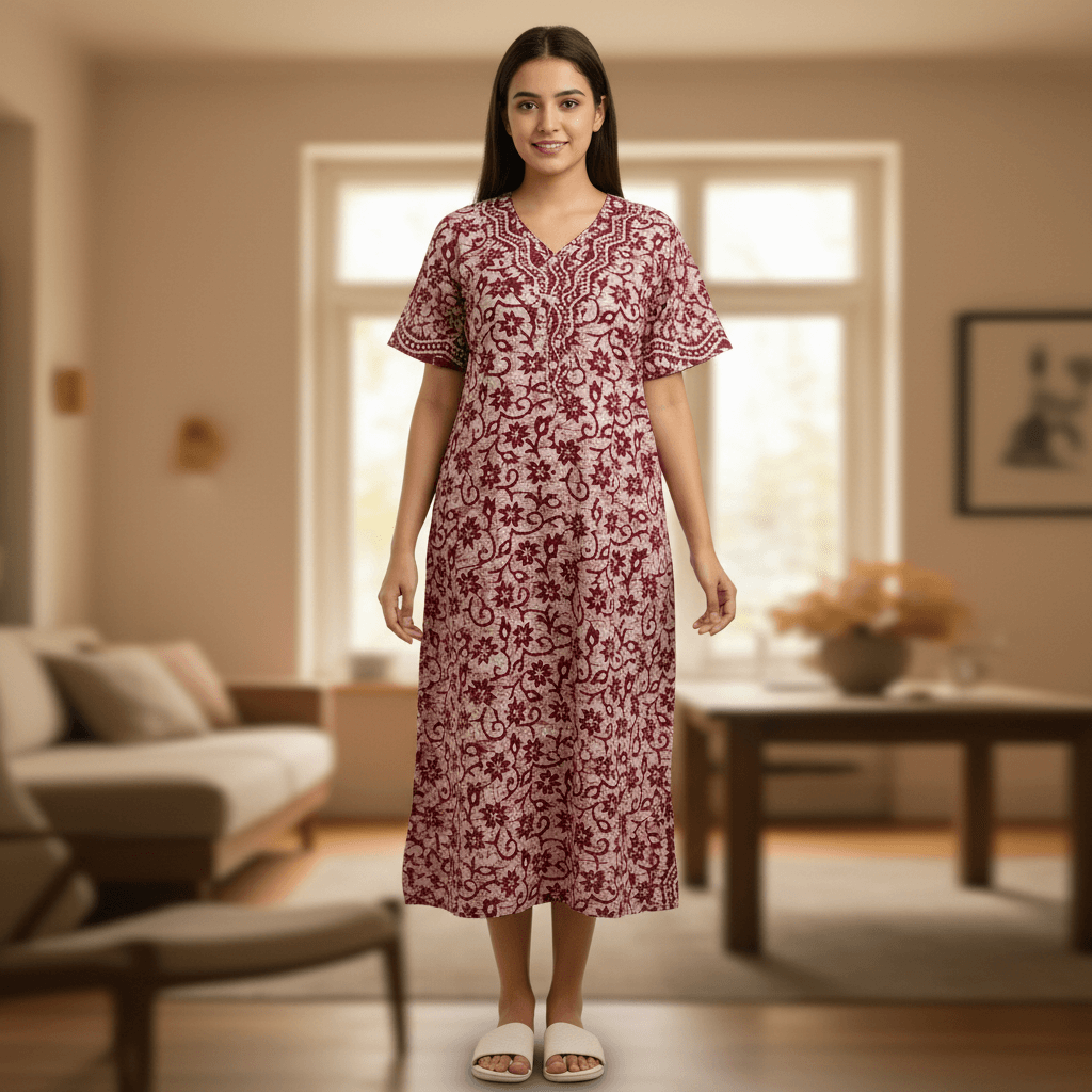 Nightgown | Size: Midi (Maroon)