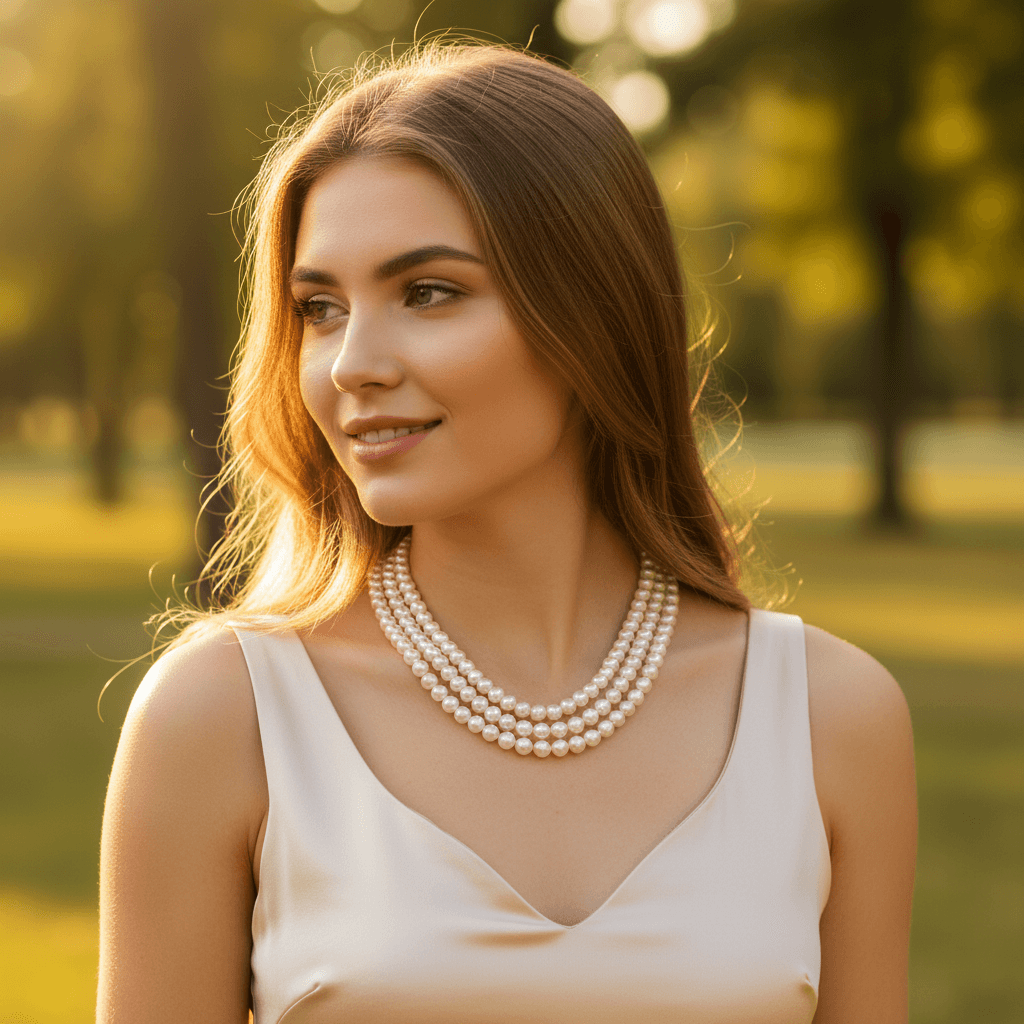 Double layer Pearls White Women Fashion 