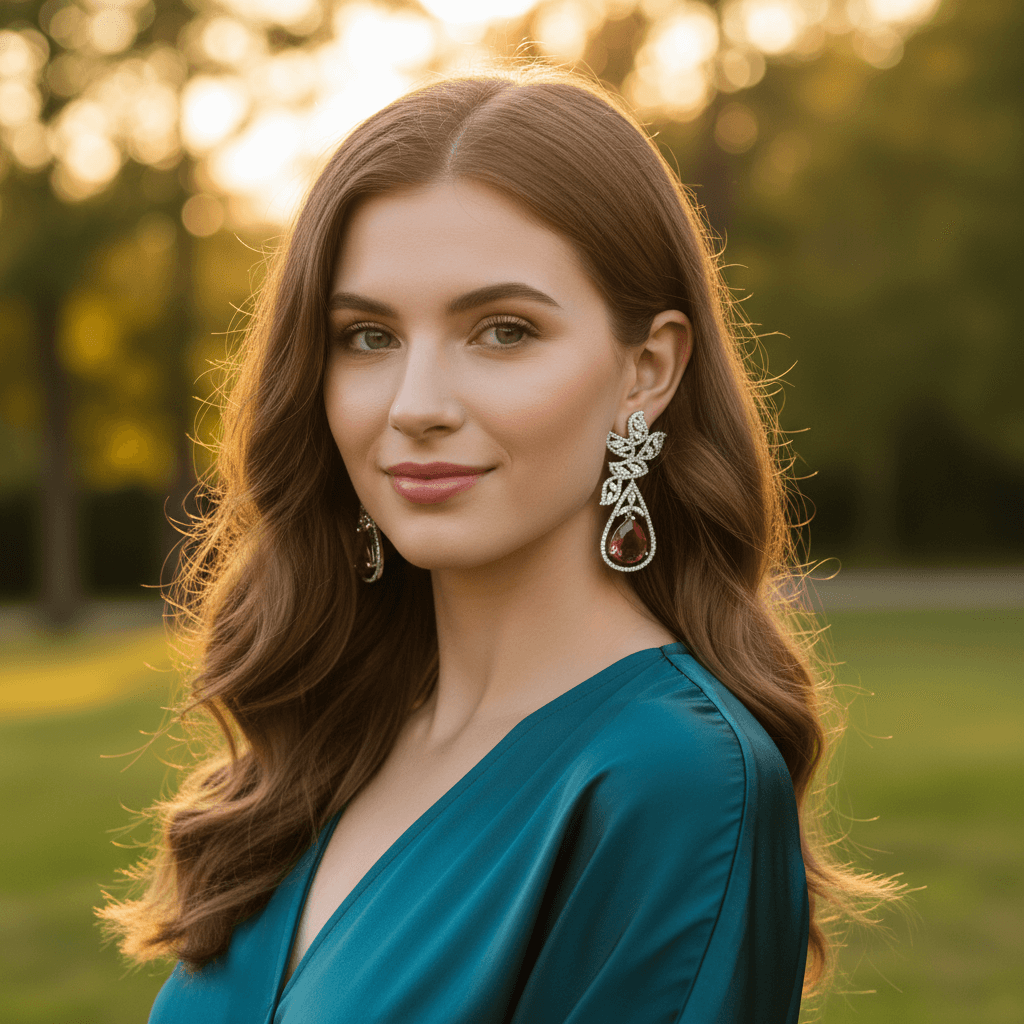 Statement Earrings - 16g Silver with Red Gem Stone