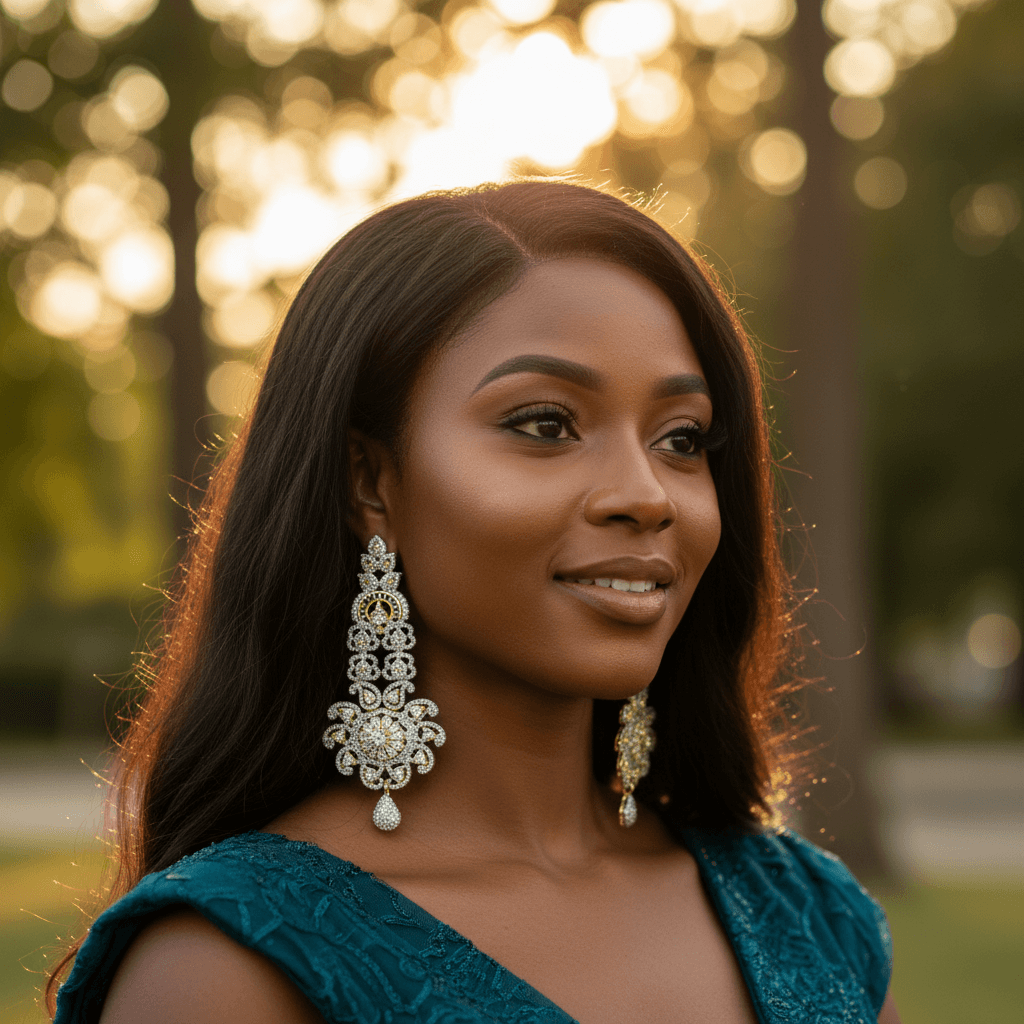 Statement Earrings - 39g Silver & Golden Zirconia Stone 