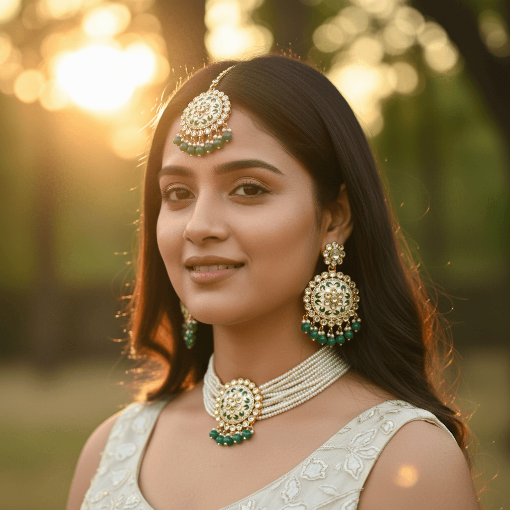 Women Fashion Choker Necklace Set with breads crystals 