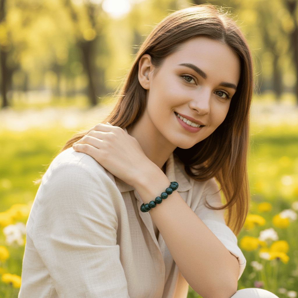 Green Jade (Stone of Heaven) Bracelet ( Comes With Certificate in a  Gift Box)