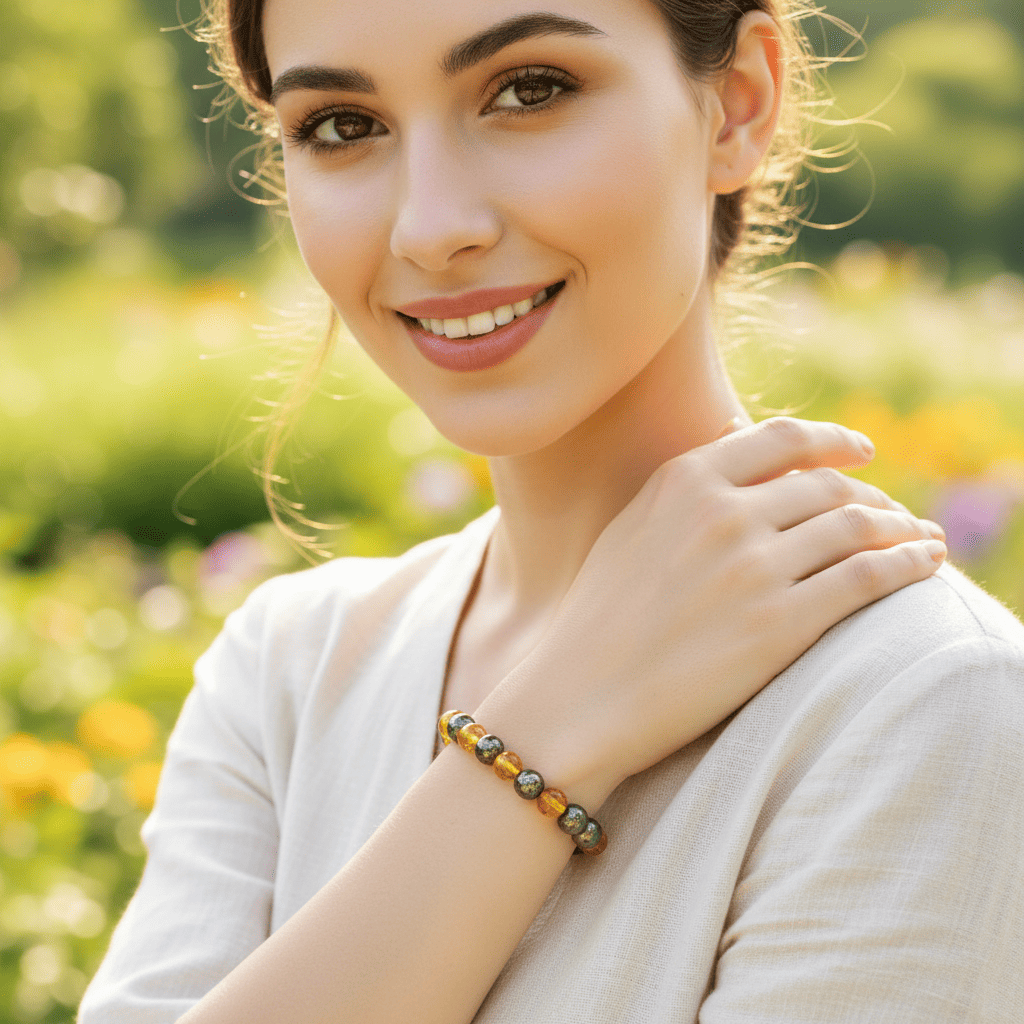 Citrine with Pytrine Crystal Bracelet ( Comes With Certificate in a  Gift Box)