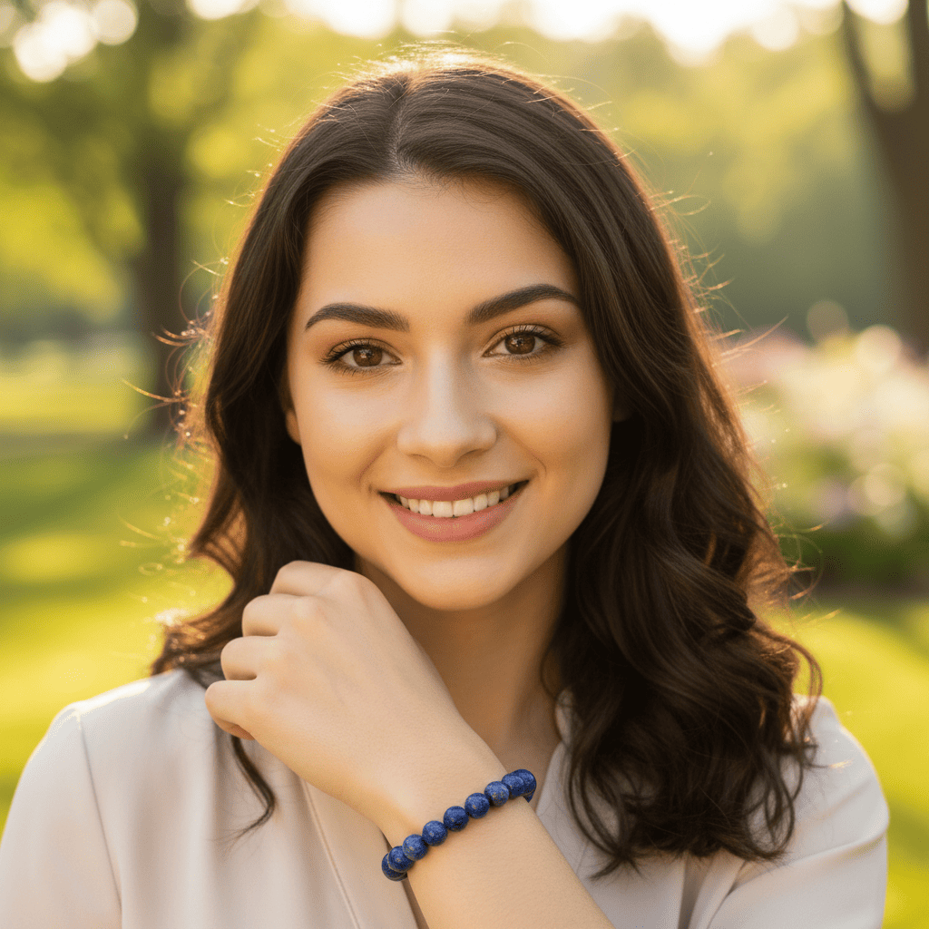 Lapis Lazuli Crystal Bracelet ( Comes With Certificate in a  Gift Box)
