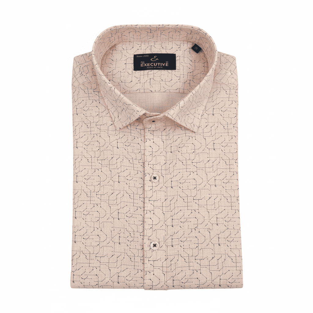Light Peach Patterned Shirt | Size: XXL |  ID Code: ef-40-12