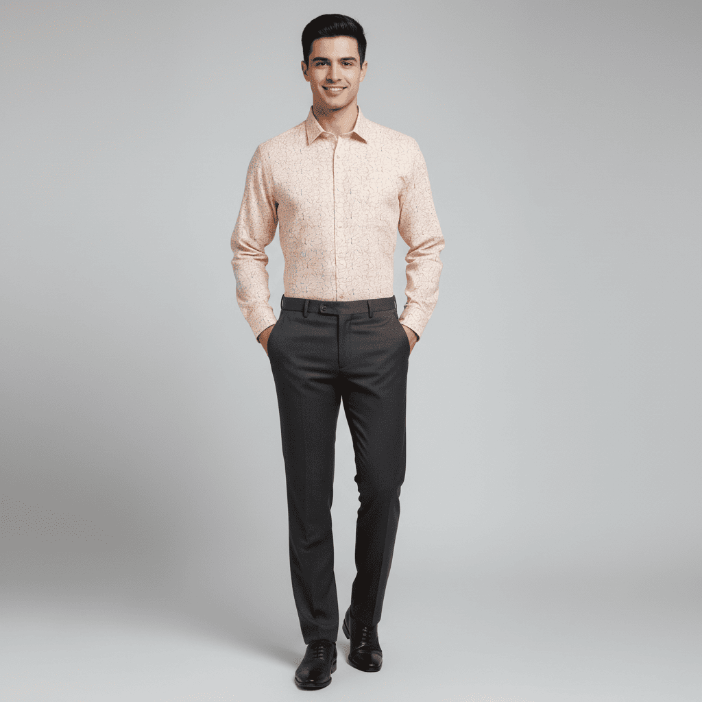 Light Peach Patterned Shirt | Size: XXL |  ID Code: ef-40-12