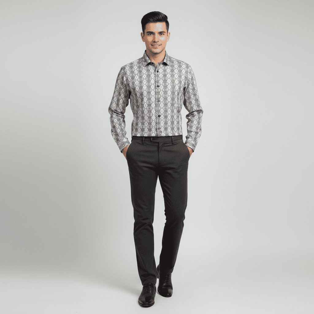 Light Beige Patterned Shirt | Size: XXL | ID Code: EF-40-9