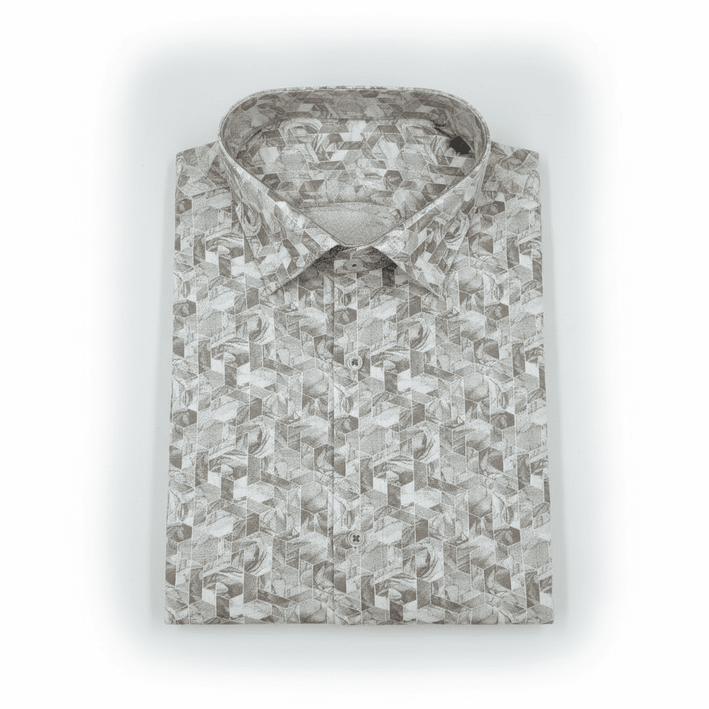 Beige and Grey Patterned Shirt | Size: 3XL | ID Code: EF-40-6