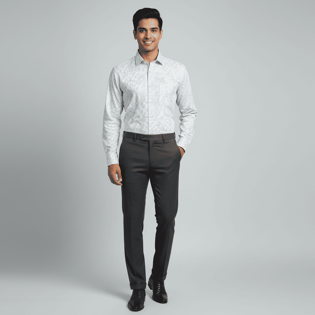 Gray and White Patterned Shirt | Size: 3XL | ID Code: EF-40-6