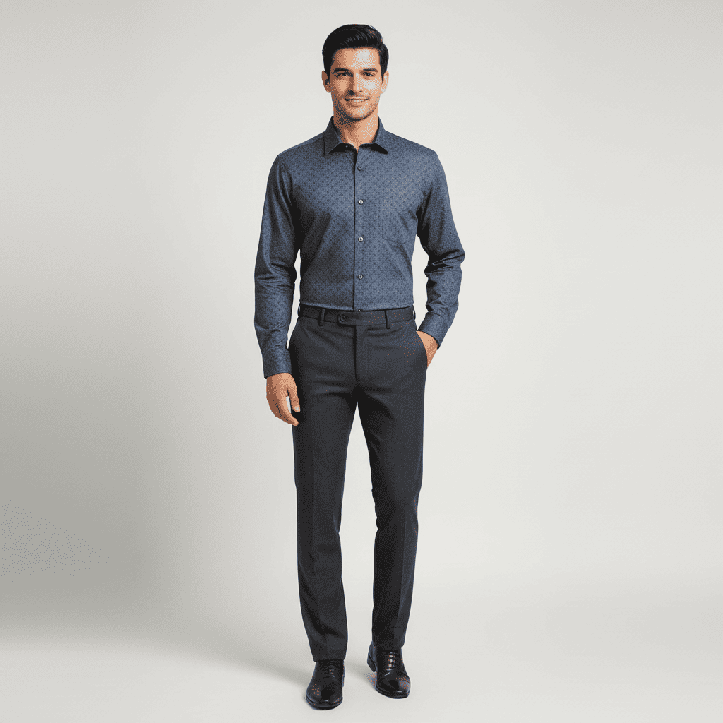 Navy Blue Patterned Shirt | Size: 3XL | ID Code: EF-40-6