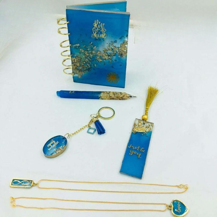 Personalized Resin Diary, Pen, Bookmark, Keychain And Pendant With Chain