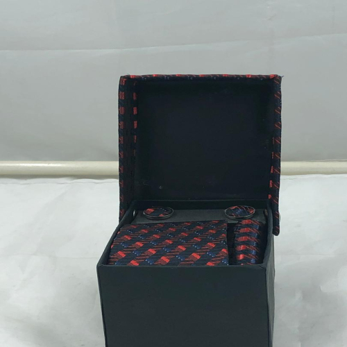 Mens tie, Cufflinks and Handkerchief | Black & Red | JB-96-1