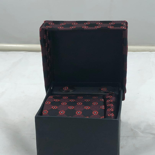 Mens tie, Cufflinks and Handkerchief | Red & Black | JB-96-1