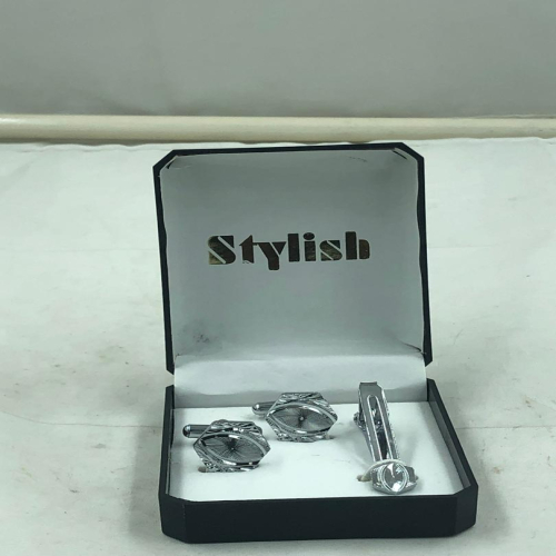 Mens Cufflinks and Tie Clip | Geometric Design | TJ-232-G26