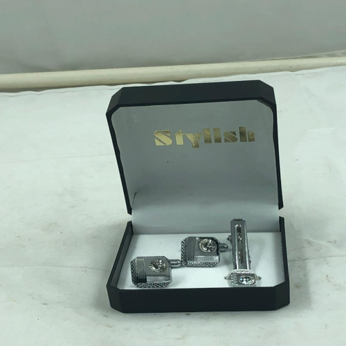 Mens Cufflinks and Tie Clip | Square Shaped | TJ-232-G26