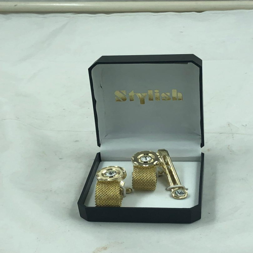 Mens Cufflinks and Tie Clip | Golden | TJ-232-G26