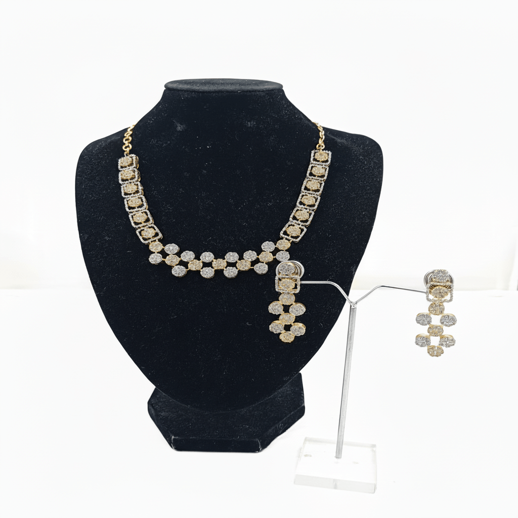  Women Necklace Set Silver & Golden Shiny Necklace 