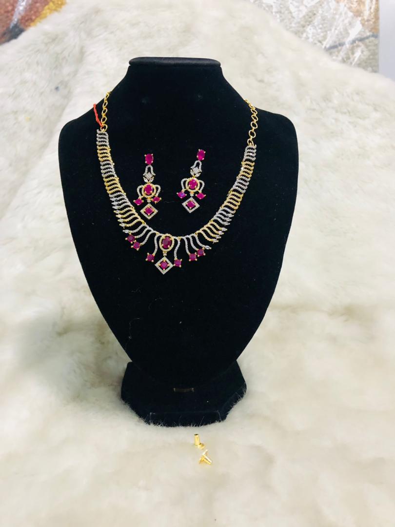 Woman Velvet Ruby Royale Necklace Set | RTNS -392-4