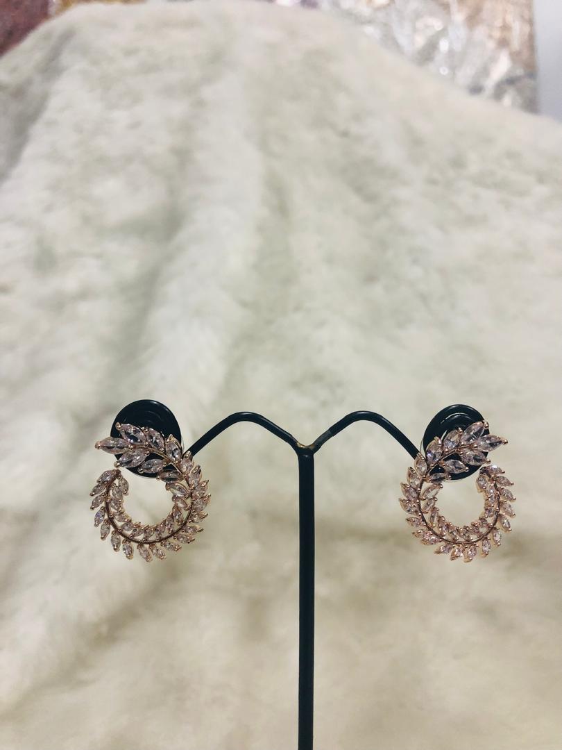 Crystal Leaf Swirl Earrings | RAER-200-13