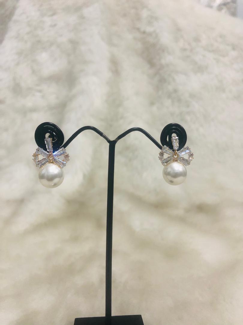 Bowknot  Pearl Drop Earrings | RAER-275-19