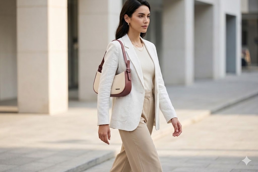 crescent shaped shoulder bag (Brown) | QC-51-3