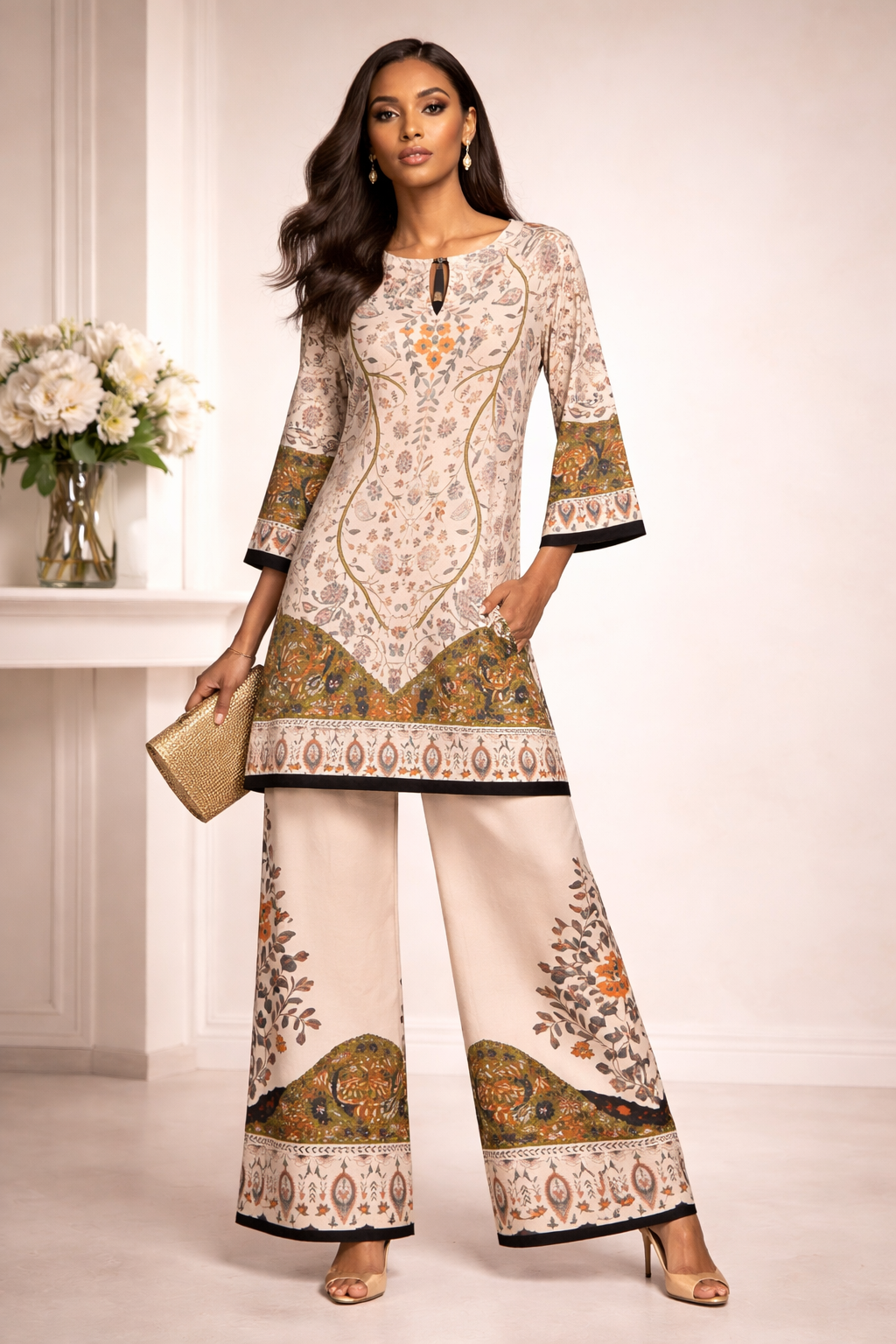 women cord set | PD-50-E | L | BEIGE